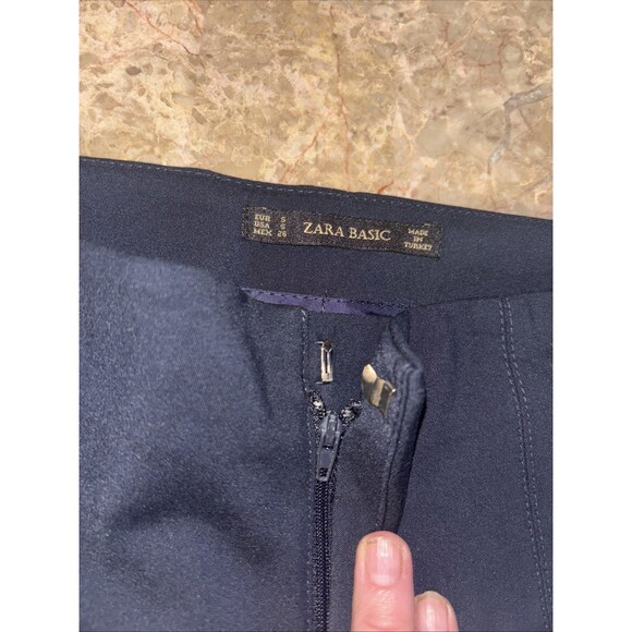 Zara Basic Collection Women’s Dress Pants Small Navy Zipper Pockets - Picture 4 of 6